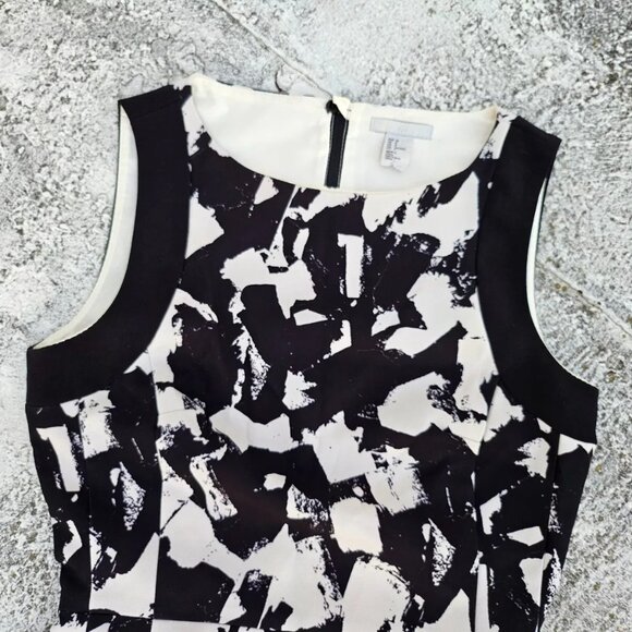 H&M Women Dress Black/White Sleeve Less Knee Length Dress Size 6US - Picture 4 of 10